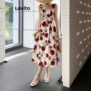 Lovito Vestido Elegante Com Flores Florais Para Mulheres LNE43211