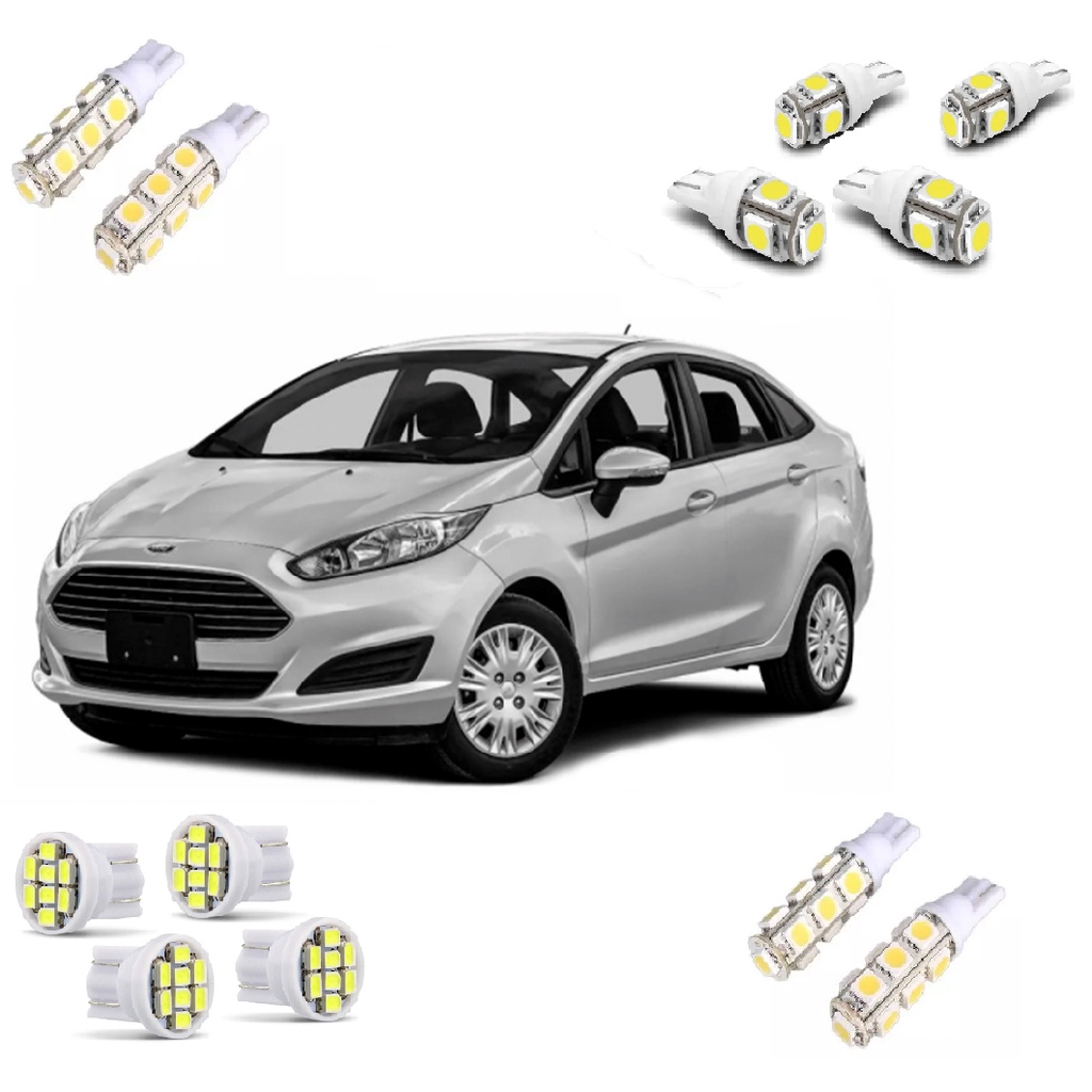 Kit 12 Lâmpadas Led Pingo Teto Placa Re Novo Ford New Fiesta