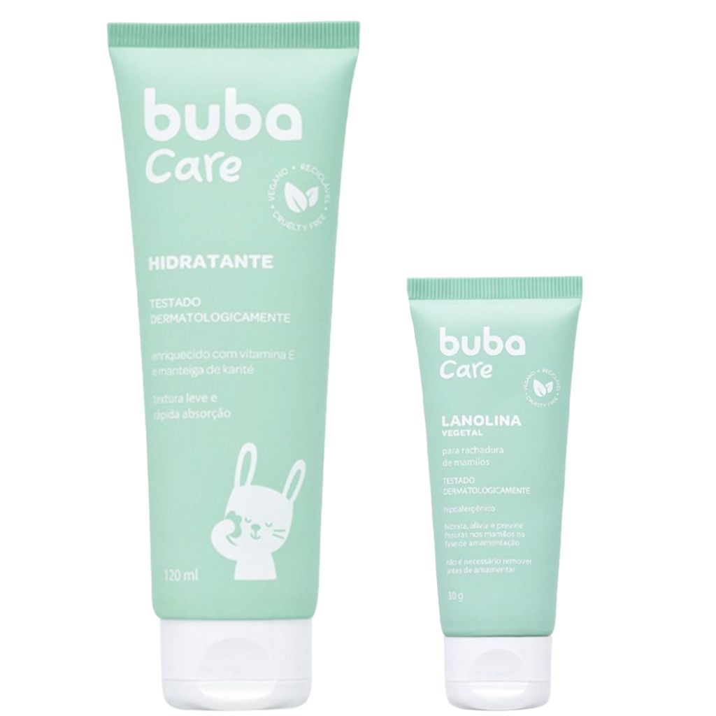 Kit Lanolina Vegetal Pomada Para Mamilos Loção Hidratante Bebê Buba Care em Oferta na Shopee