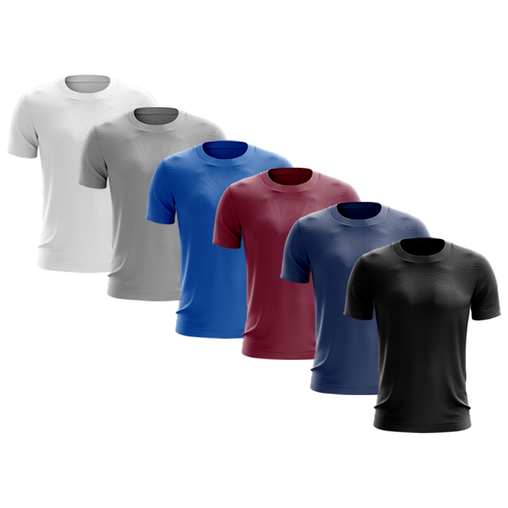 Kit 6 Camisetas Masculina Manga Curta Dry Fit Básica Lisa Proteção Solar UV Térmica Blusa Academia Esporte Camisa 06