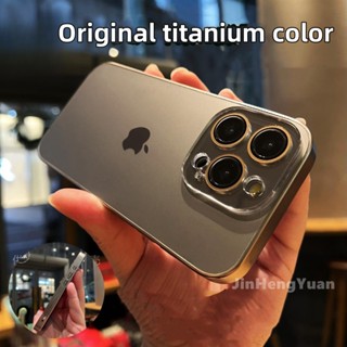Série 15 Capa De Titânio Escovado De Borda Tampa De Telefone De Vidro Fosco Para IPhone 15 14 13 12 11 Pro Max Protetora Com Embalagem