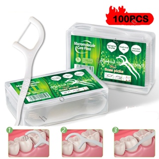 50 Pcs/set Combinação De Palitos De Dente Curvados ultra Finos E Fio dental em Oferta na Shopee