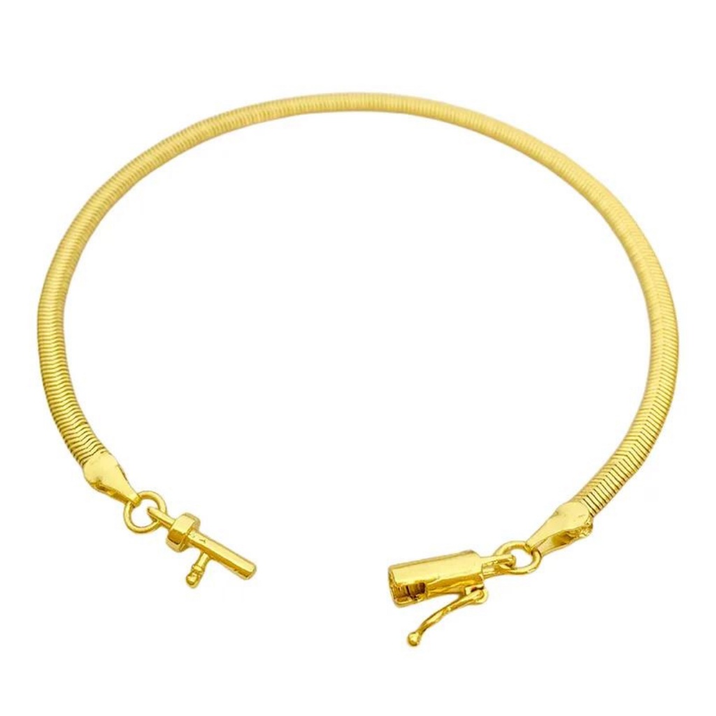 Pulseira Masculina de Ouro Rabo de Rato Chapada 3mm Banhada a Ouro 18k