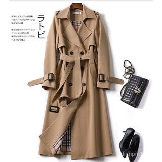 Médio Longo Cáqui trench coat Mulheres Outono Inverno Manga Comprida double breasted windbreaker Casacos Casuais