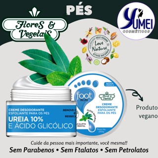 Creme Desodorante Para Pés Esfoliante Flores Vegetais 250g