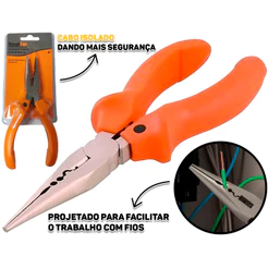 Alicate P/ Eletricista 6 Polegadas Aço Carbono Escovado Cabo Isolado Cortar Puxar E Dobrar Fios