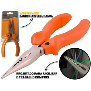 Alicate P/ Eletricista 6 Polegadas Aço Carbono Escovado Cabo Isolado Cortar Puxar E Dobrar Fios em Oferta na Shopee