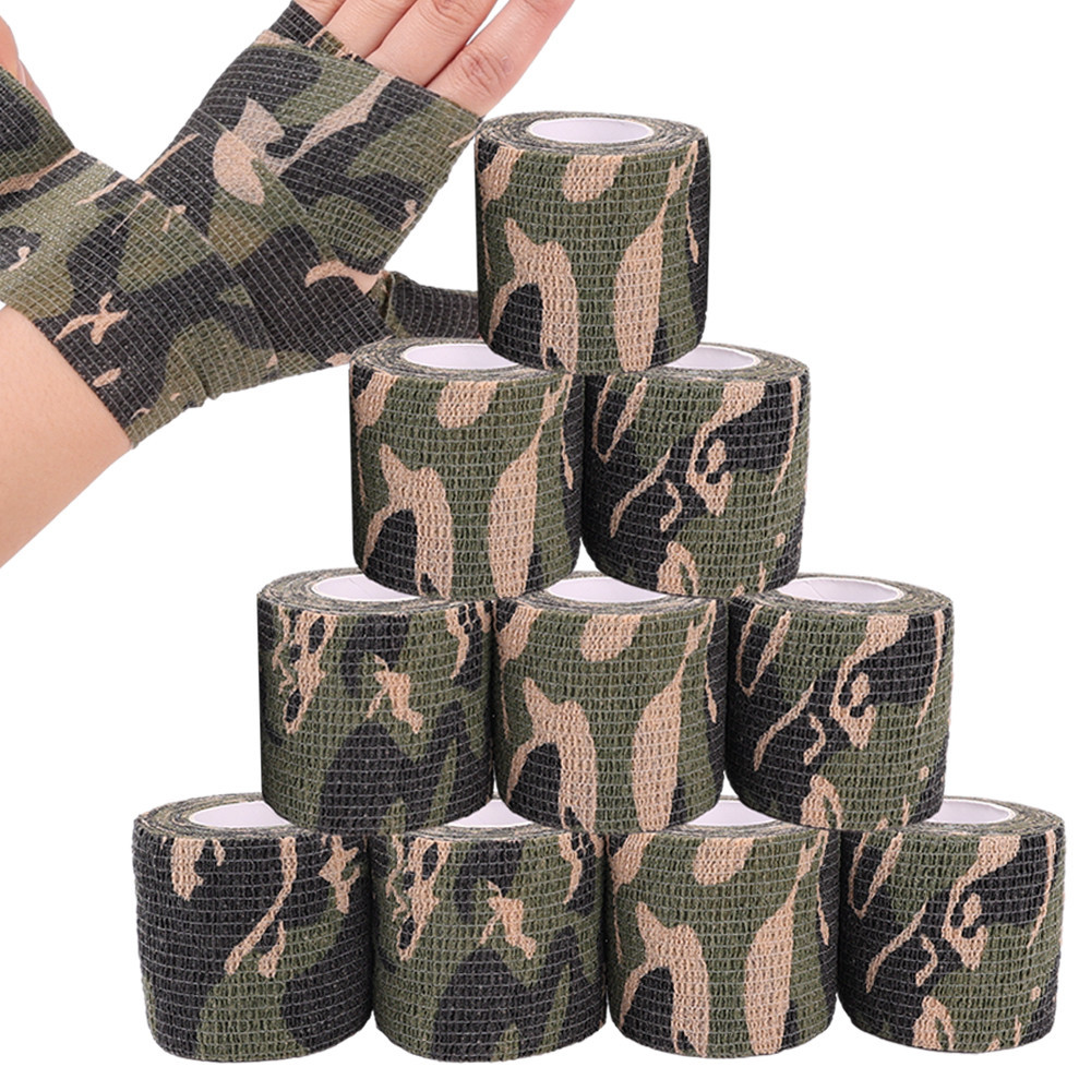 1 Rolo 5 * 450cm Camo Stretch Bandage-Bandagem Elástica Disfarçada Auto-Adesiva-Fita De Camuflagem-Protetor Esportivo De Braço De Joelho