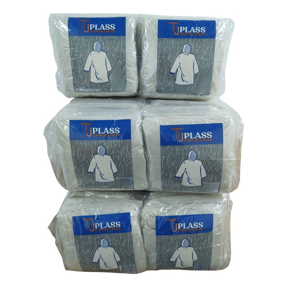 Kit com 100 Capas De Chuva Descartável Transparente Unisex