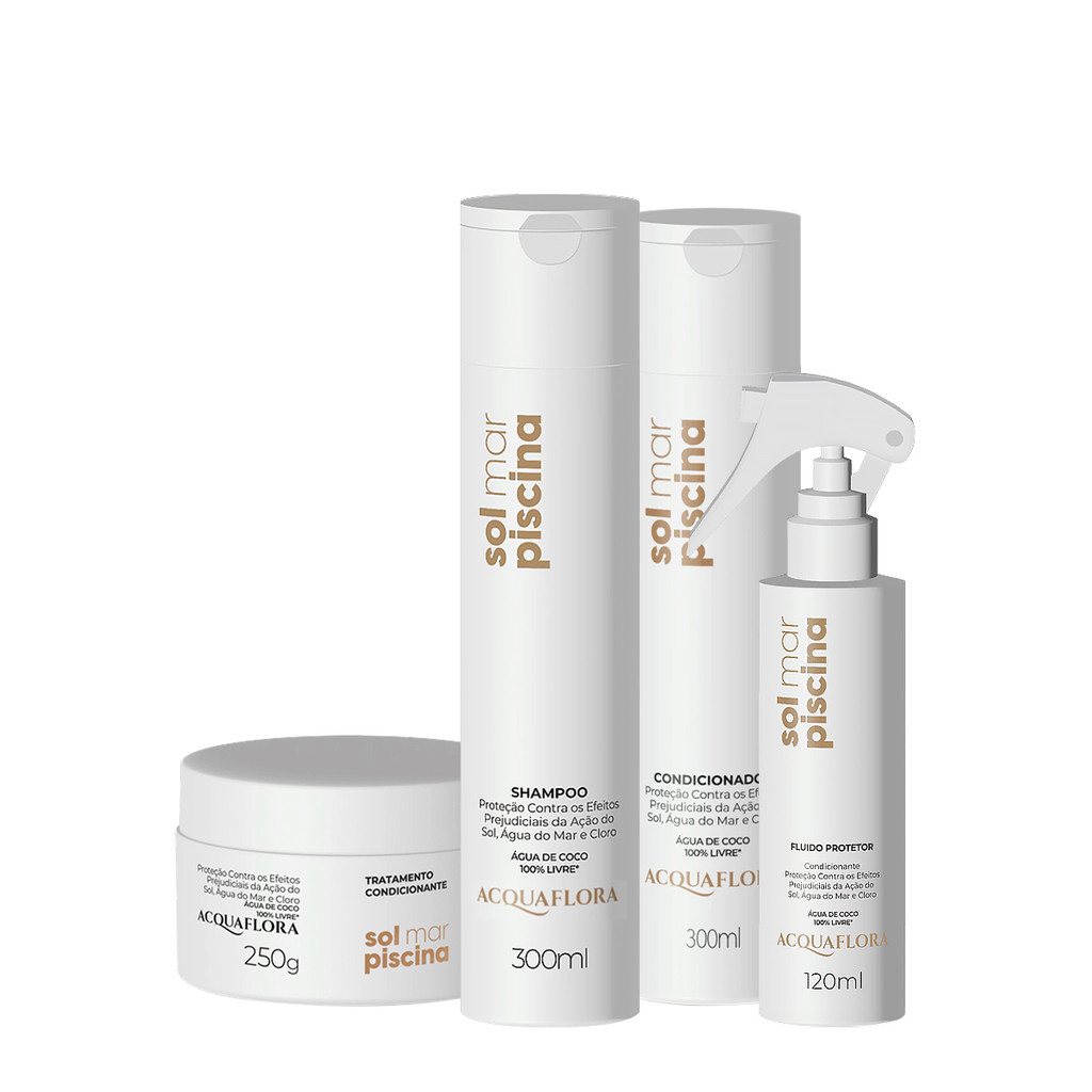 Kit Acquaflora Sol Mar Piscina Home Care Leave-in (4 produtos) em Oferta na Shopee