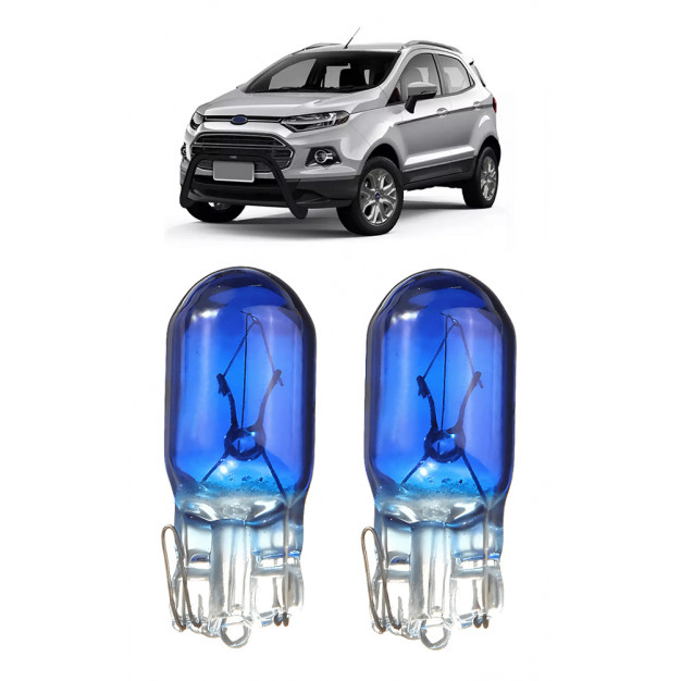 Par Lampada Pingo T10 Super Branca Ecosport Farol Teto Placa 5w