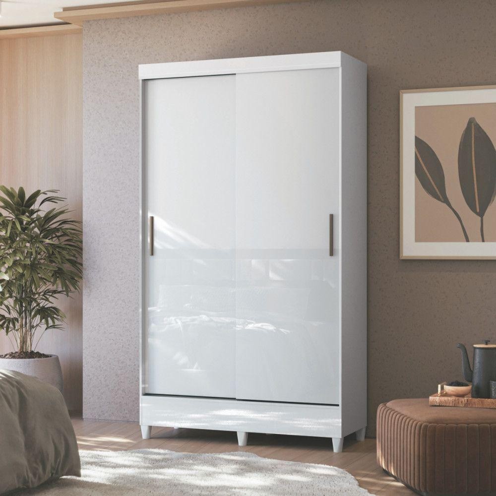 Guarda Roupa Solteiro Com Pés 2 Portas De Correr Branco New Branco em Oferta na Shopee