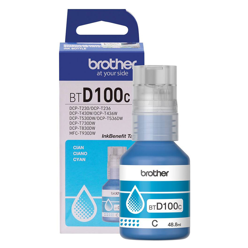Garrafa de tinta original Brother para InkTank BTD100C Ciano 48,8ml em Oferta na Shopee