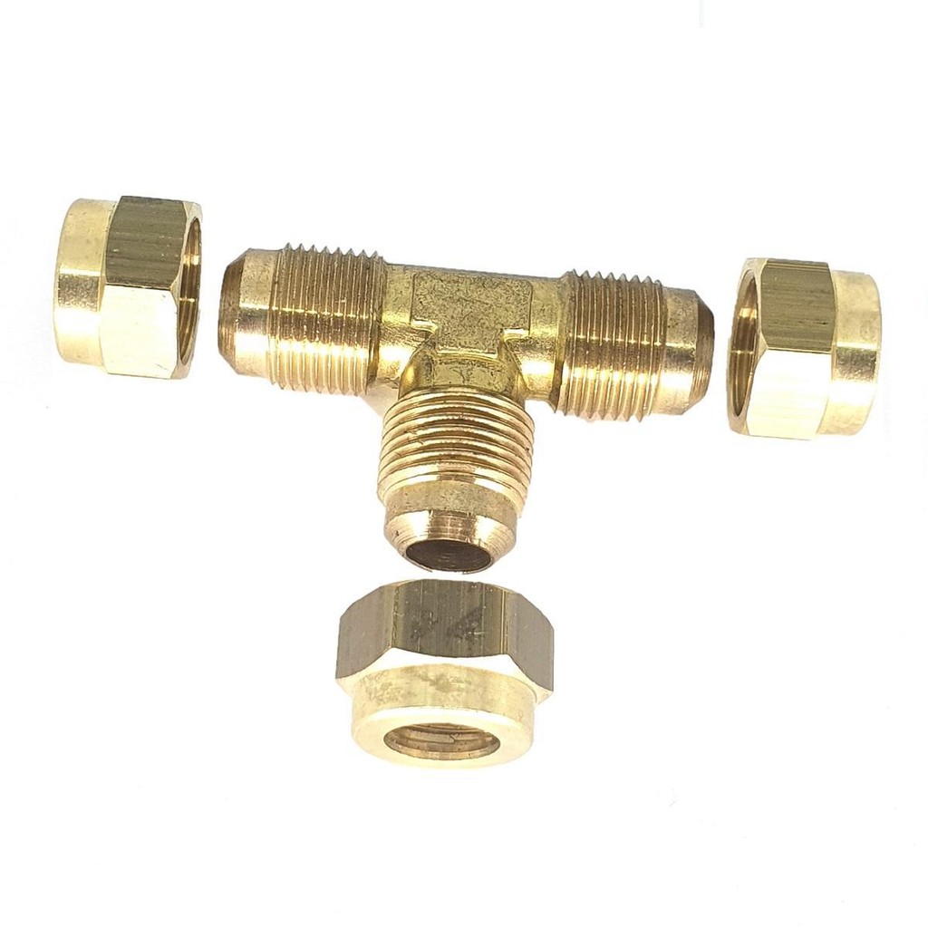 Kit Tee Latão Forjado 5/16 Sae + 3 Porca tubo cobre Flange