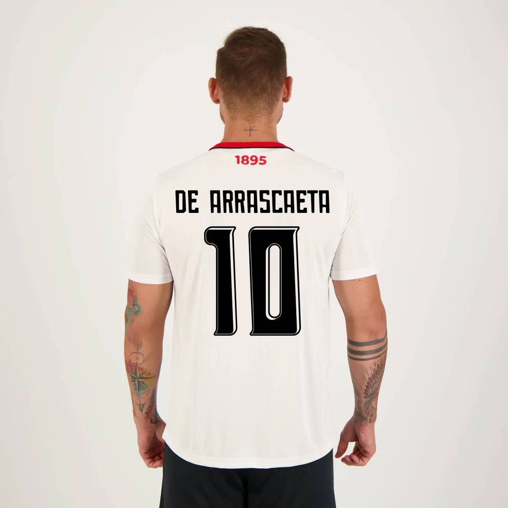 Camisa Flamengo De Arrascaeta 10 Wit Branca