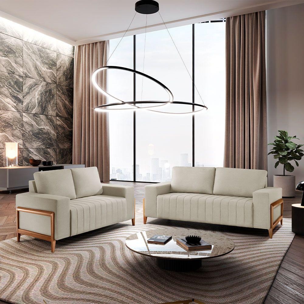 Sofá 2x3 Lugares Verona Meu Sofá Online A302 Linho Branco