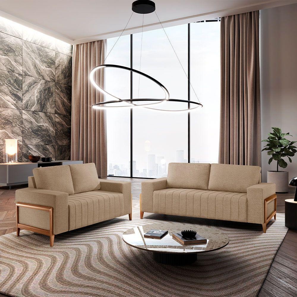 Sofá 2x3 Lugares Verona Meu Sofá Online A226 Linho Bege