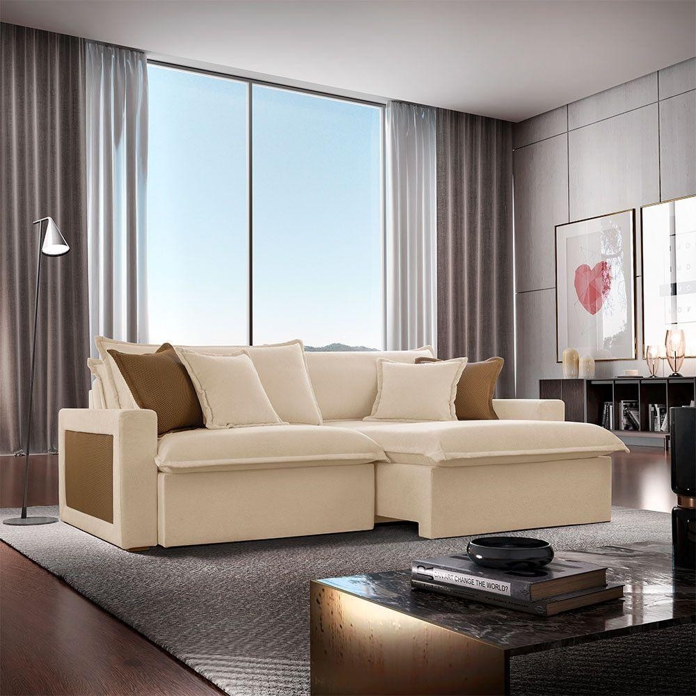 Sofá Dallas Linho Dois Módulos De 80cm B15 Meu Sofá Online A294 Linho Creme