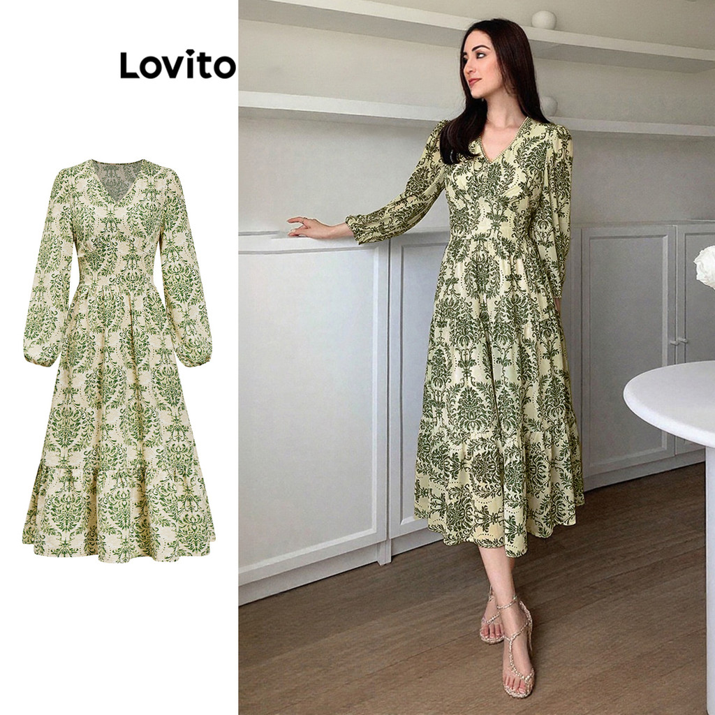Lovito Vestido Boho Tribal com babados para mulheres L95ED252 - Women Clothes