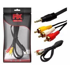 Cabo Adaptador P3 Estéreo Para 3 RCA Macho Com Cabo 1,30m Alta Qualidade Compatibilidade