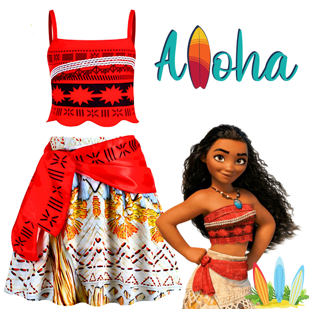 Fantasia Moana Infantil Com Faixa De Amarrar na Cintura Filme Moana Festas Princesas para Carnaval em Oferta na Shopee