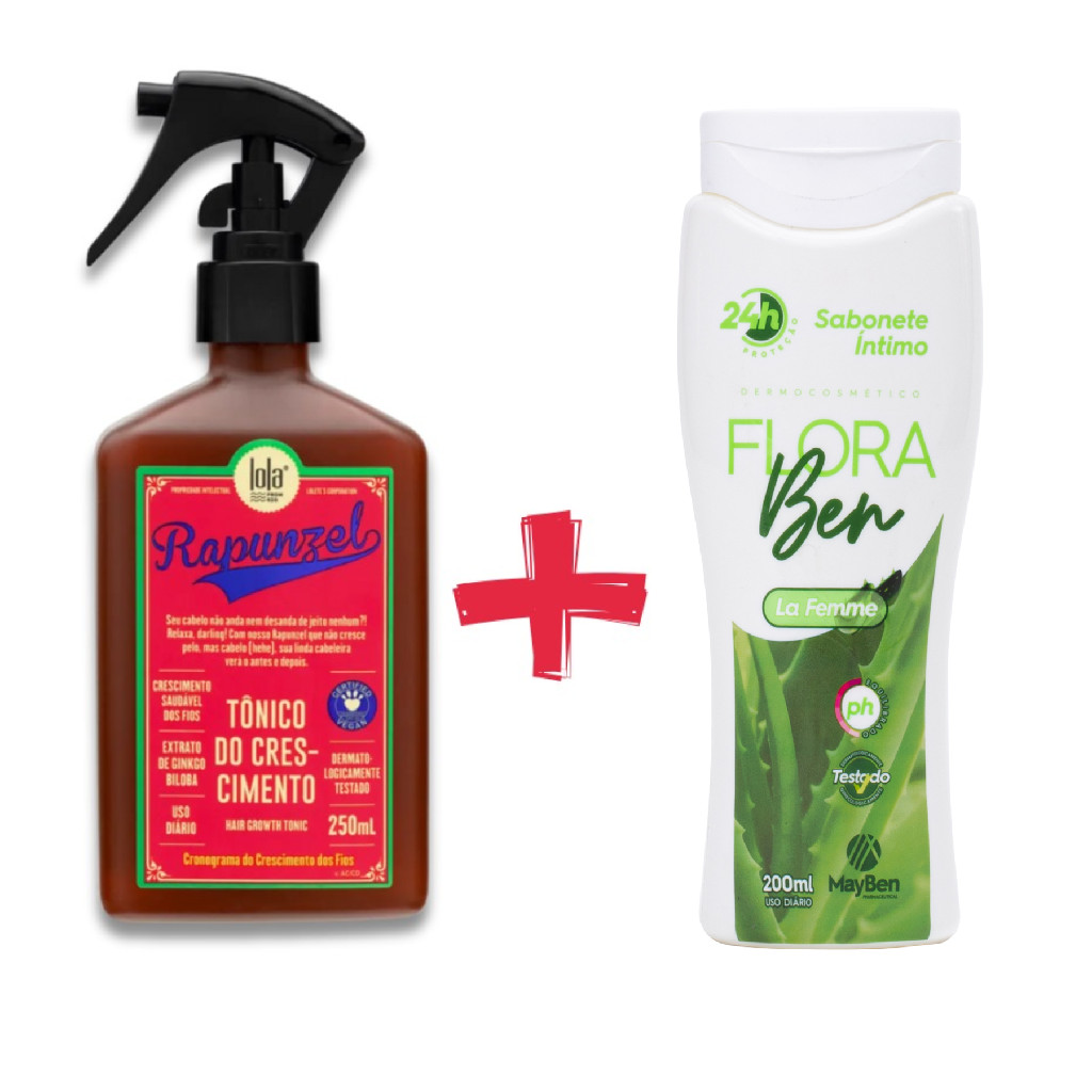 Tônico Capilar Rapunzel Lola 250ml  + Sabonete Flora Ben 200ml  – Fortalecimento e Higiene Feminina
