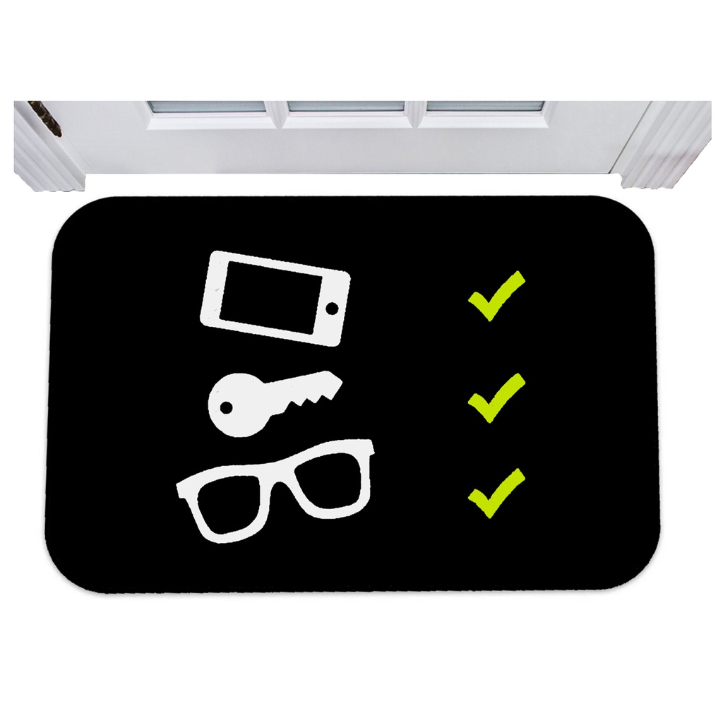 Capacho checar celular chaves oculos tapete divertido 40x60