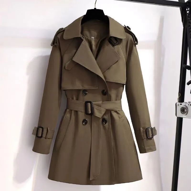 Cáqui Feminino De Primavera Maillard Estilo Trincheira De Outono Casaco Longo Da Moda