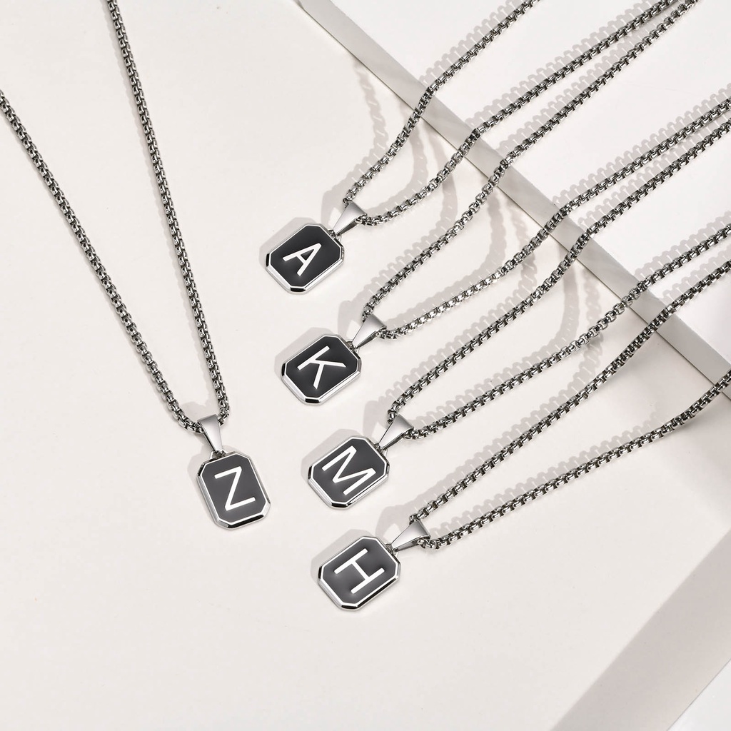 Vnox Brand Fashionable A-Z Letter Men's Necklace , Pingente Simples De Aço Inoxidável , Colarinho Não Desbotado , Jóias De Corrente De Caixa Adequadas Para Casais Como Presentes em Oferta na Shopee