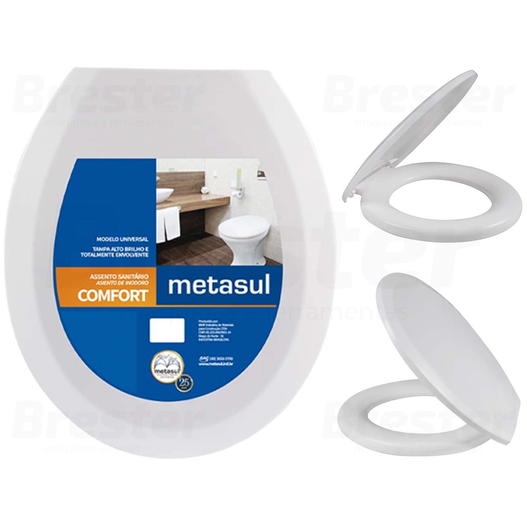 Assento Tampa De Vaso Sanitário Comfort Oval Universal Metasul Deca Icasa Logasa Celite