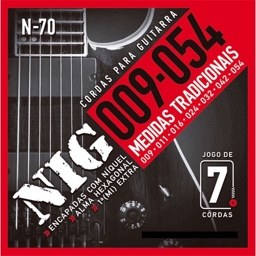 Encordoamento P/ Guitarra NIG N70 7 Cordas 9/54 - EC0068