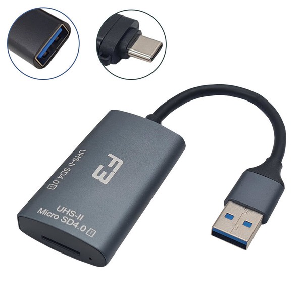 Leitor de Cartão de Alta Velocidade USB Micro e SD 4.0 UHS-II e UHS-I Card
