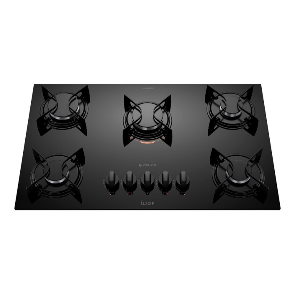 Cooktop 5 Bocas Preto com Mesa de Vidro Atlas U Top em Oferta na Shopee