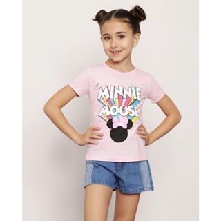 Blusa Infantil Manga Curta Disney Estampa Minnie Rosa