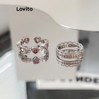 Lovito Casual Anel Feminino Liso com Strass LFA01113 (Rosa)