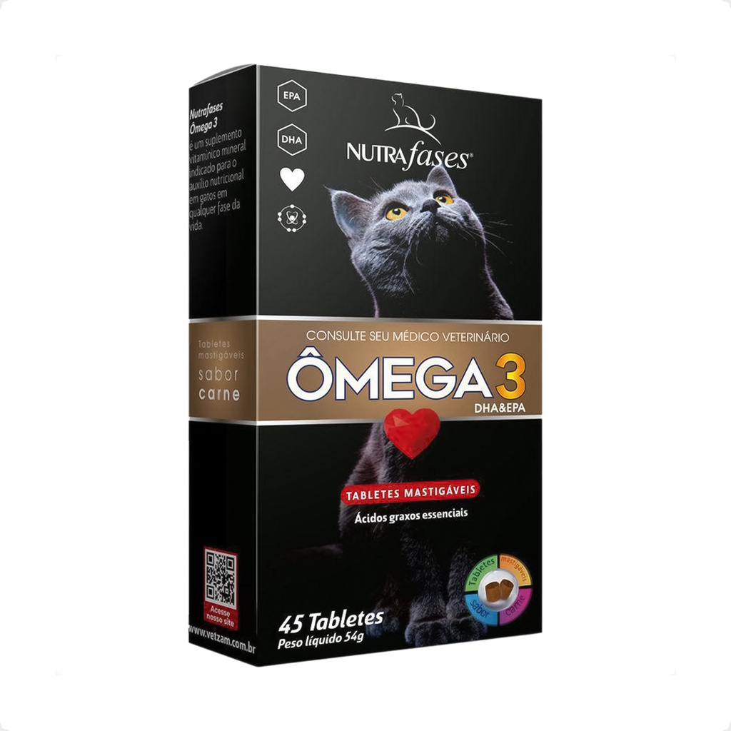 Nutrafases Ômega 3 Suplemento para Gatos - 45 Tabletes