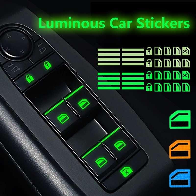 Adesivos que brilham no escuro para botões de interruptores de janela são adequados para Toyota, 