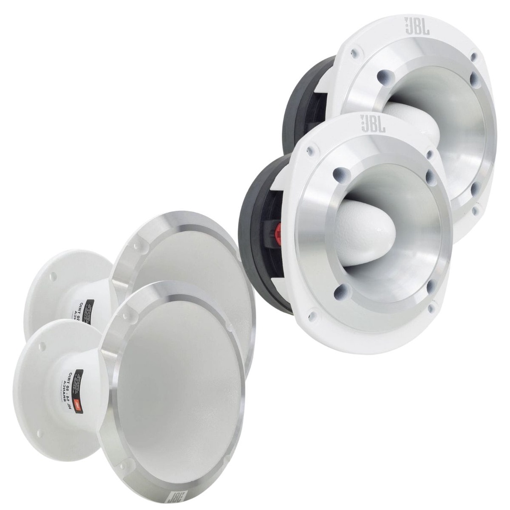 Kit 2 Super Tweeter JBL ST400 Trio Branco 150 Watts + 2 Cornetas JBL HL14-50 Trio Branca
