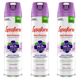 Kit 3 Desinfetante Lysoform Aerossol Lavanda 360ml em Oferta na Shopee