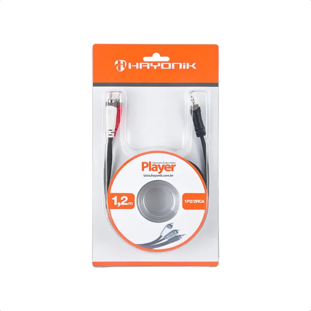 Cabo de Áudio Linha Player P2 x RCA2 1,2 Metros Preto HAYONIK - 0000051221 em Oferta na Shopee