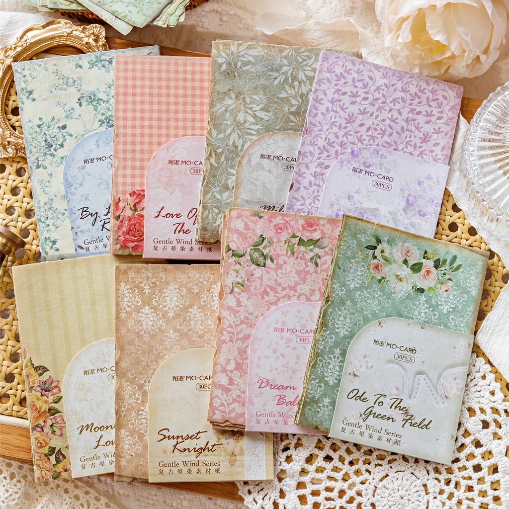 ENWEI 30 Pcs [Gentle Wind Series] Vintage Plant Journal Material De Jornal De Planta Papel Deco De Raspagem Kit De Adesivos