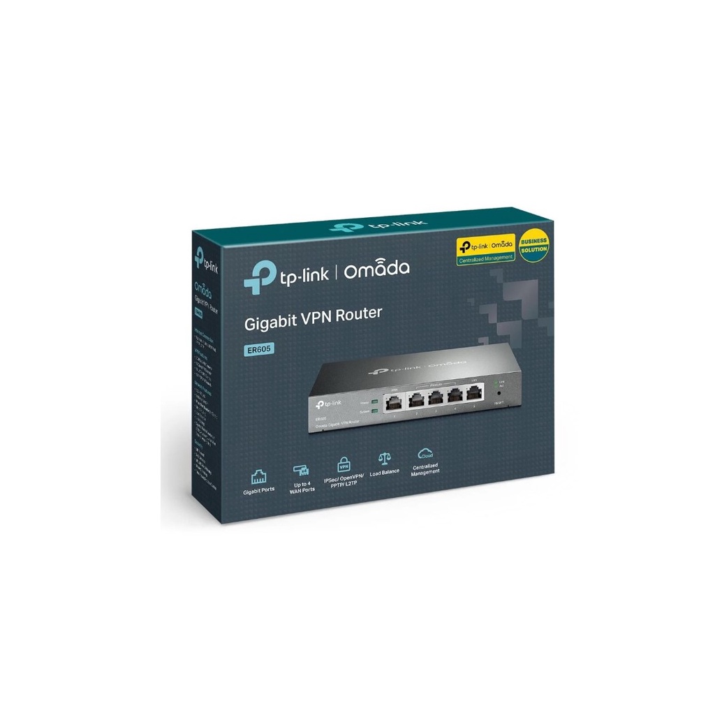 TP-Link ER605 Roteador VPN com Fio Multi-WAN Até 4 Portas WAN Gigabit Roteador SPI Firewall SMB Omada SDN Integrado Equilíbrio de carga Proteção contra raios Proteção vitalícia limitada