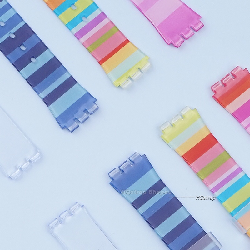Bracelete De Silicone Cor Arco-Íris Para Relógio Swatch Watch Band 16mm 17mm 19mm De Pulso Mulher Homem Pulseira De Substituição Borracha À Prova D'água Relógios Acessórios — imagem 2 de 2