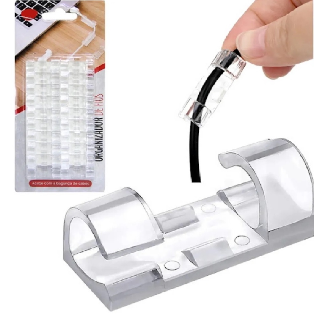 Kit 20 Passa Fios Organizador Cabos Home Office