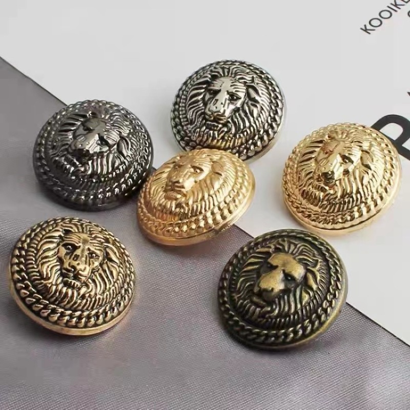 10 Pcs/set 15-25mm Metal Vintage Style Lion Botões Padrão De Leão Para Homens Vestuário Diy Sewing Supplies