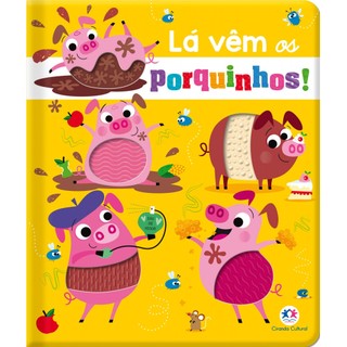 Livro Toque e sinta Lá vêm os porquinhos! em Oferta na Shopee