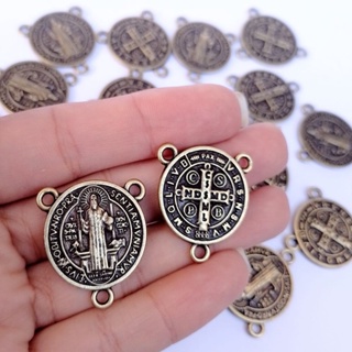 10 Entremeio para Terço São Bento Ouro velho - Medalha  Entremeio de São Bento em Oferta na Shopee