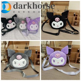 DARKHORSE Plush Kuromi Saco De Pelúcia Crossbody Bag , Forma Redonda Grande Capacidade Para O Ombro Do Animal , Carteiras Portáteis Estilo Coreano Mensagens Cartoon Coin Purse Girls/Female