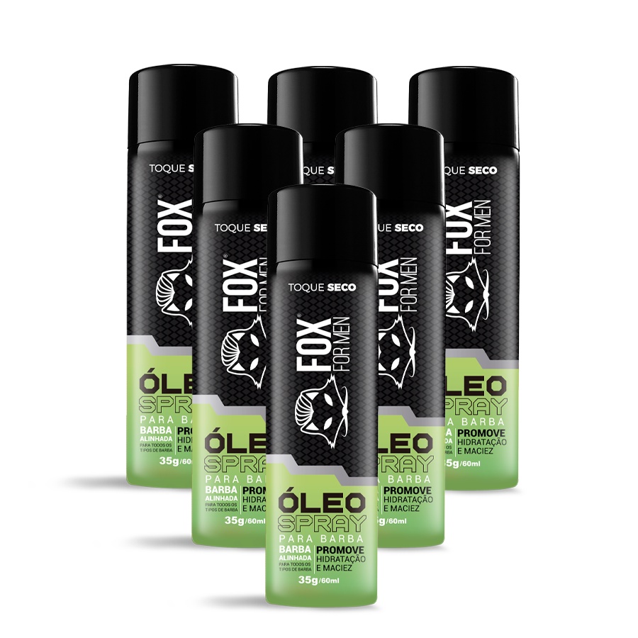 Kit 6 Óleo para Barba Spray Fox For Men 60ml Hidratação e Brilho Prático Revenda em Oferta na Shopee