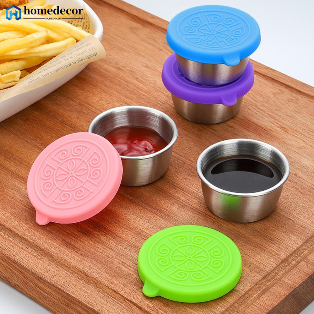 HOMEDECOR 50/70ml 304 Recipiente Para Salada De Aço Inoxidável Pequeno Condimentos Com Tampas Caixa À Prova De Vazamentos Camping Dispensador De Molho Ao Ar Livre S8T1 em Oferta na Shopee